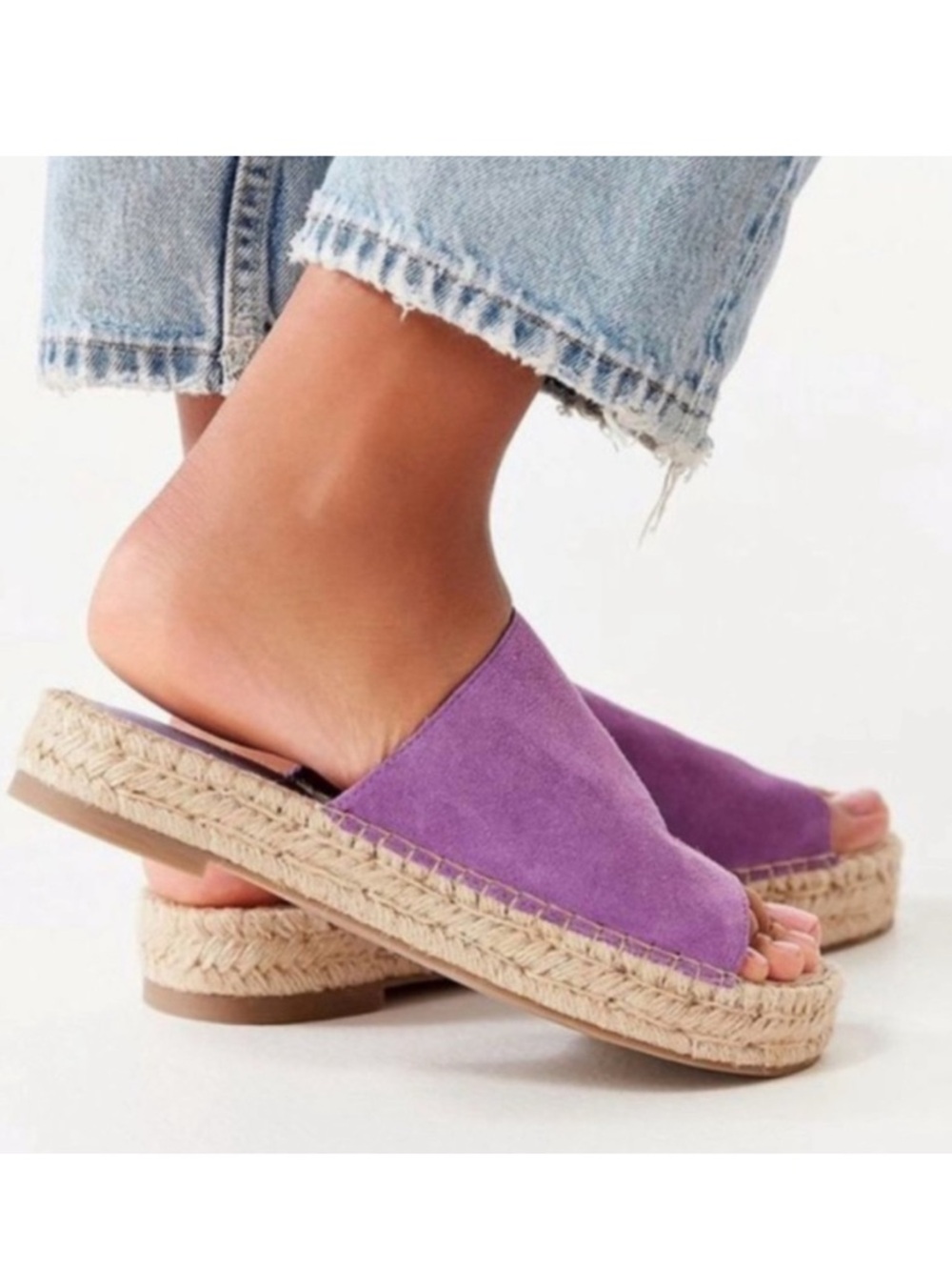 Urban Outfitters Purple Suede Espadrille slide on lilac